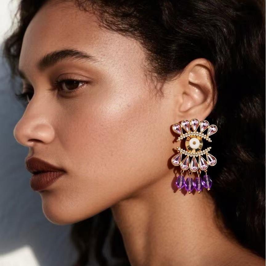 Exaggerated Devil's Eye Earrings Medieval Vintage Light Luxury Full Drops Tassel