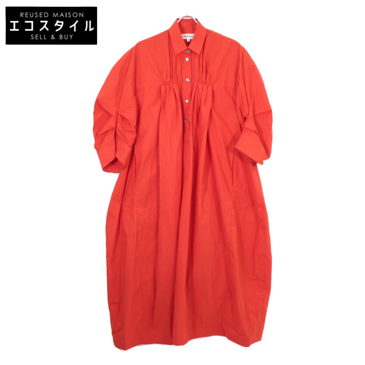 

ENFOLD 23Stainless Steel 300GS433-1870 Orange Cotton Tack Sleeve Shirt Dress dress 36 RedUsed
