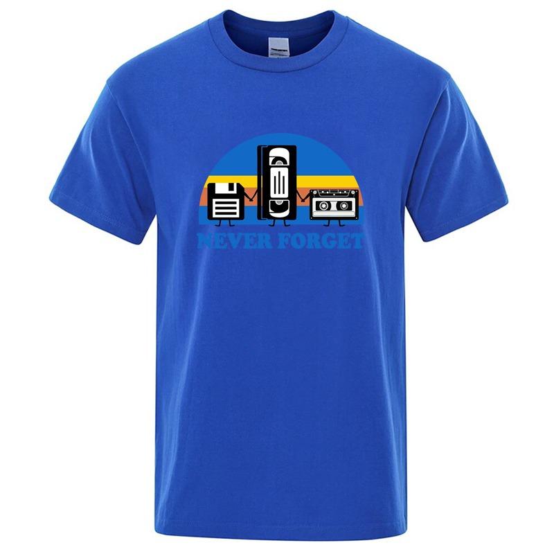Summer Men's T-shirt Never Forget Sarcastic Graphic Music Funny Printed Cotton Blend T-Shirt Loose Male Top Casual Short Sleeve