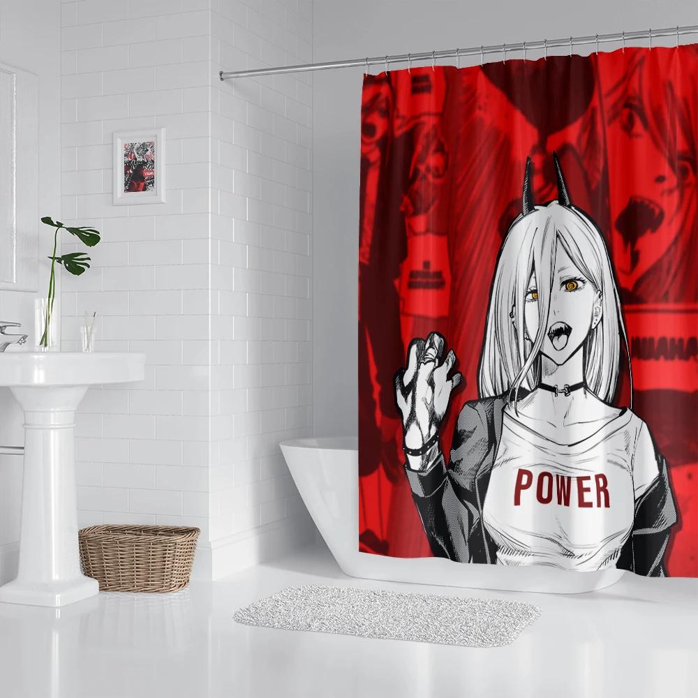 Anime Bathroom Shower Curtain With Hooks, Decorative Bathroom Curtains And Accessories