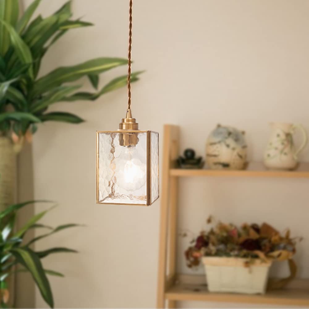 Chende Pendant Glass and Hanging for Living Dining Ceiling LED Bulb Room Light, Brass, 1-Light, Stylish, Nordic, Retro, Simple, Antique, Lamp,