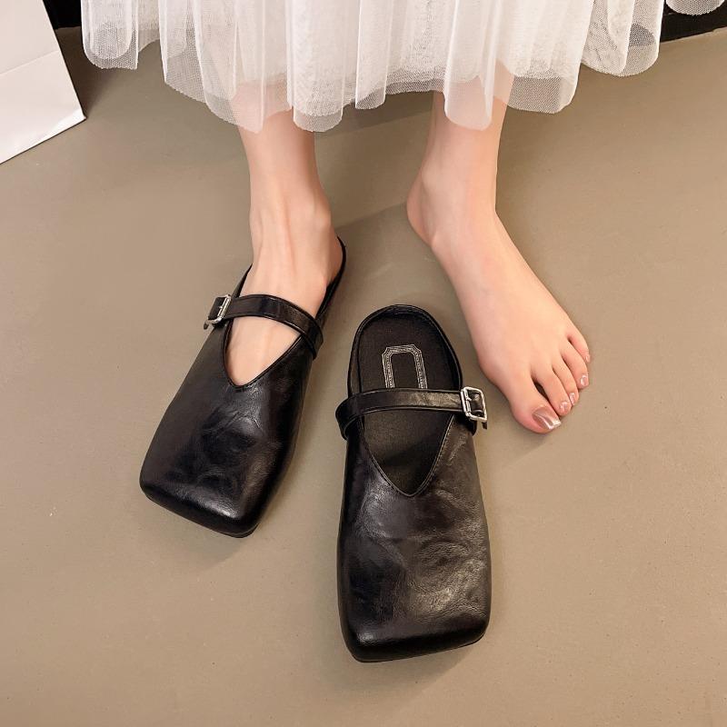 

Мода Известный Бренд Весна Ретро Одинарная Обувь Удобная Резиновая Подошва Женские Сандалии Более Широкая Носочная Часть Балетки Стиль 41 чёрный