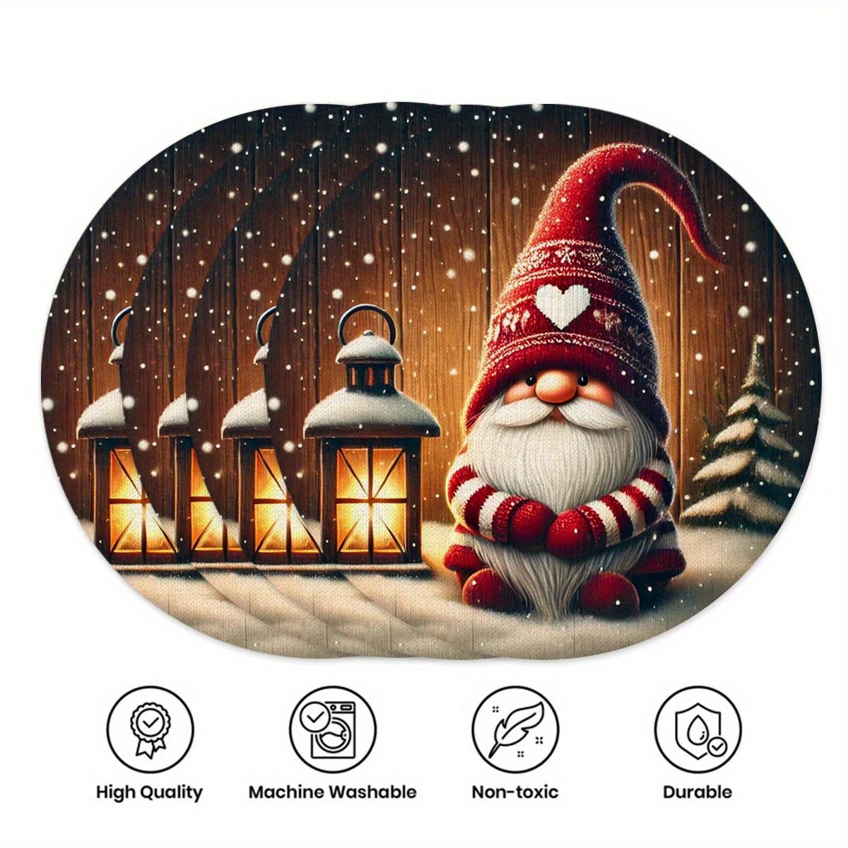 4-Piece Christmas Elf Placemats Family Gatherings Christmas Parties Holiday Table Decor & Accessories 4PCS