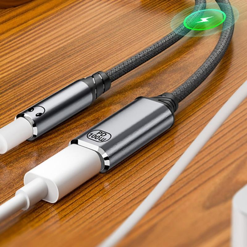 Type C  To 3.5mm Headphone Adapter Charger with PD100W Fast Charging 3.5mm Headsets Converter 2 In 1 FOR Clear Music