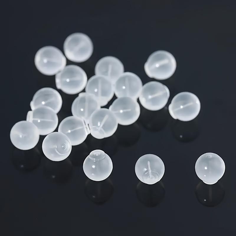 100PCS Comfortable Silicone Stud Earrings Back Buckle, Transparent Round Light Bulb Shape Ear Plug Non-irritating and Hypoallergenic