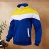 Men Fall Winter Hoodie Colorblock Drawstring Thick Plush Long Sleeves Big Pocket Hooded Retro Thin Loose Daily Wear Casual Sport Top