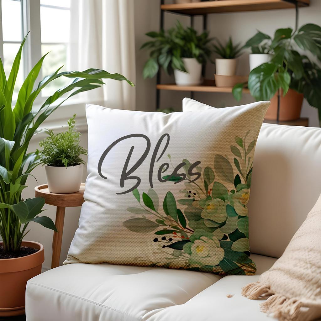 New Spring Plant Leaf Letter Print Pillow Case Home Decoration Sofa Pillow