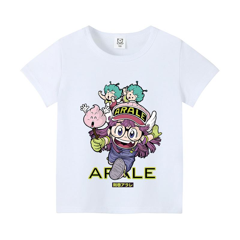 Slump Arale T-shirt Cute Girls Classic Anime Harajuku Cotton Kids Tees Streetwear Toddler Casual Short Sleeve Child Clothes Tops