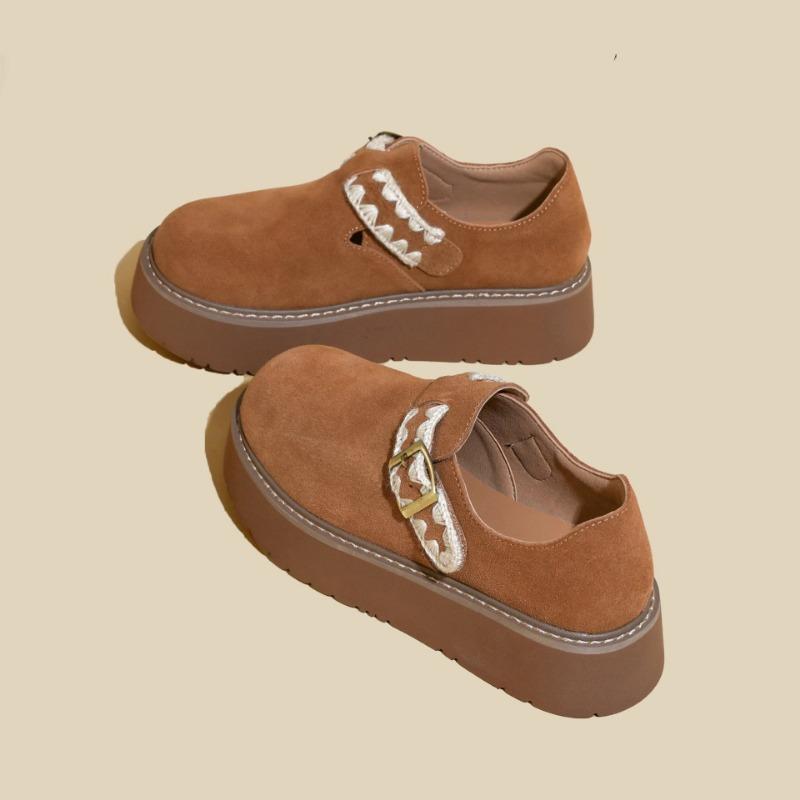 

Spring and Autumn new niche thick-soled women s retro one-word buckle versatile casual single shoes women 40