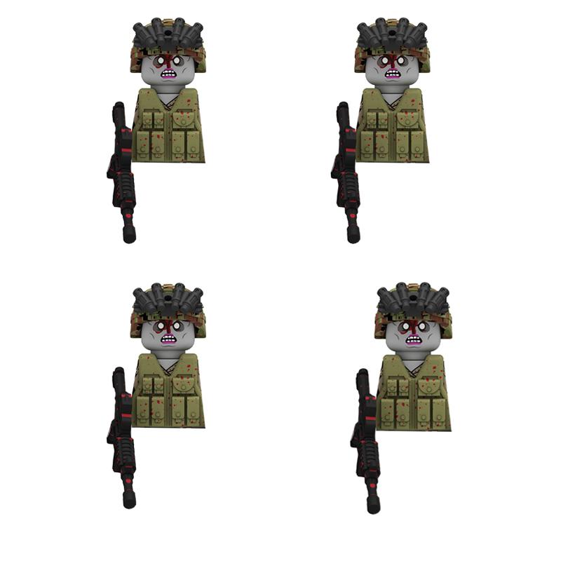 

Хоррор Хэллоуин Военный Ходячие мертвецы Солдат Фигурки Экшн Конструктор Армия Пехота Шлем Оружие Кирпичики Детская Игрушка Подарок