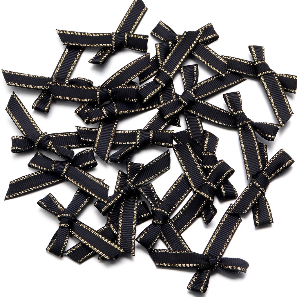 30pcs 4*5cm Polyester Satin Ribbon Bows Colourful Golden-edged Bowknots For Christmas Party DIY Clothing Headwear Gifts Decor