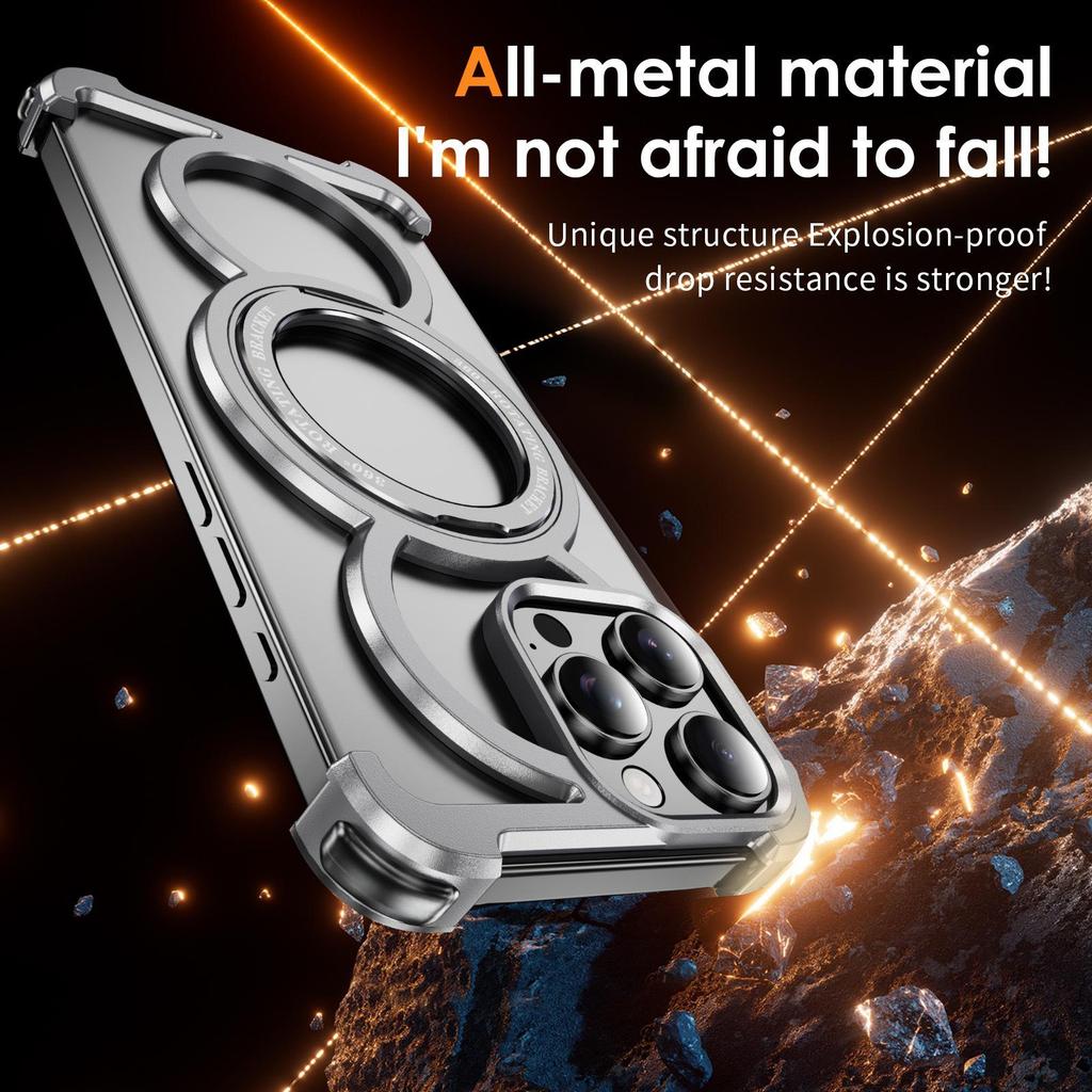 Apple 16 ProMax Magnetic Rotating Metal Phone Case for iPhone 15