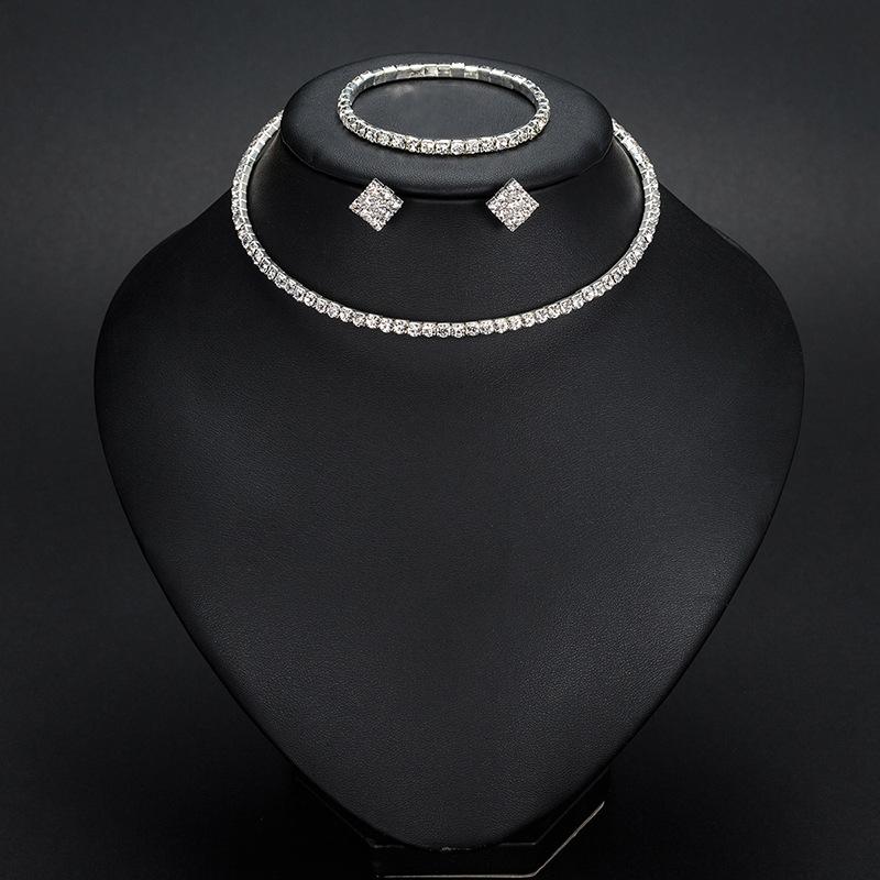 

Модный комплект из цепочки с бриллиантами для невесты, многорядное кольцо с бриллиантами, серьги, ожерелье, комплект ювелирных изделий