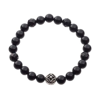Artemis Classic Tracery Onyx Prayer Beads Bracelet (ac-acb0115) - Men's Silver Accessory, Brand Jewelry, Silver, 925