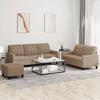 Vidaxl 3-Cz. Sofa Set with Cushions, Cappuccino, Faux Leather