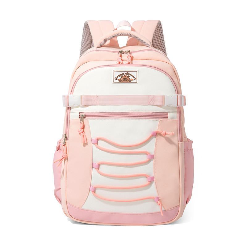 

Unisex Fashionable Double Shoulder School Bag With Large Capacity And Loadreducing Design розовый