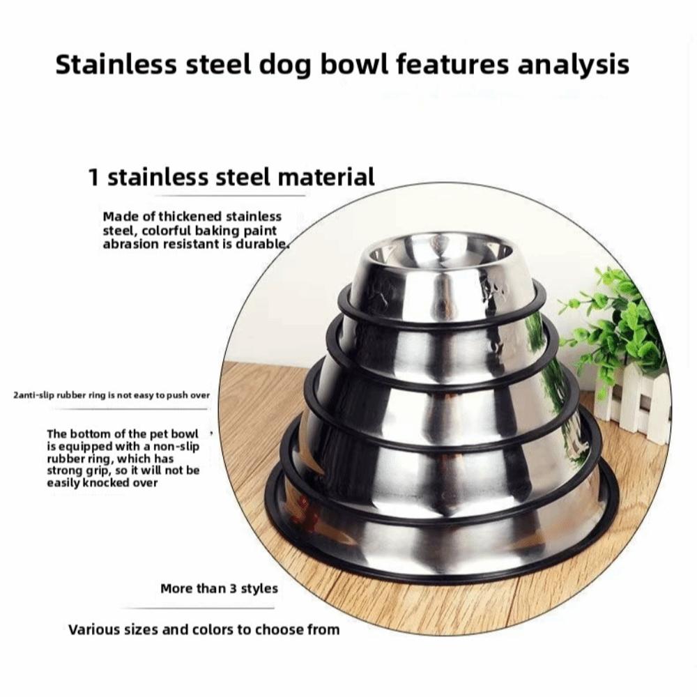 Stainless Steel Metal Feeder Bowl Anti Tip Drinking Water Bowl Pet Cat Dog Bowl  Pet Accessories