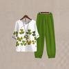 Women's Loose Fit Floral Printed Two Piece Outfit Half Sleeve T-Shirt Elastic Waist Pantsuit