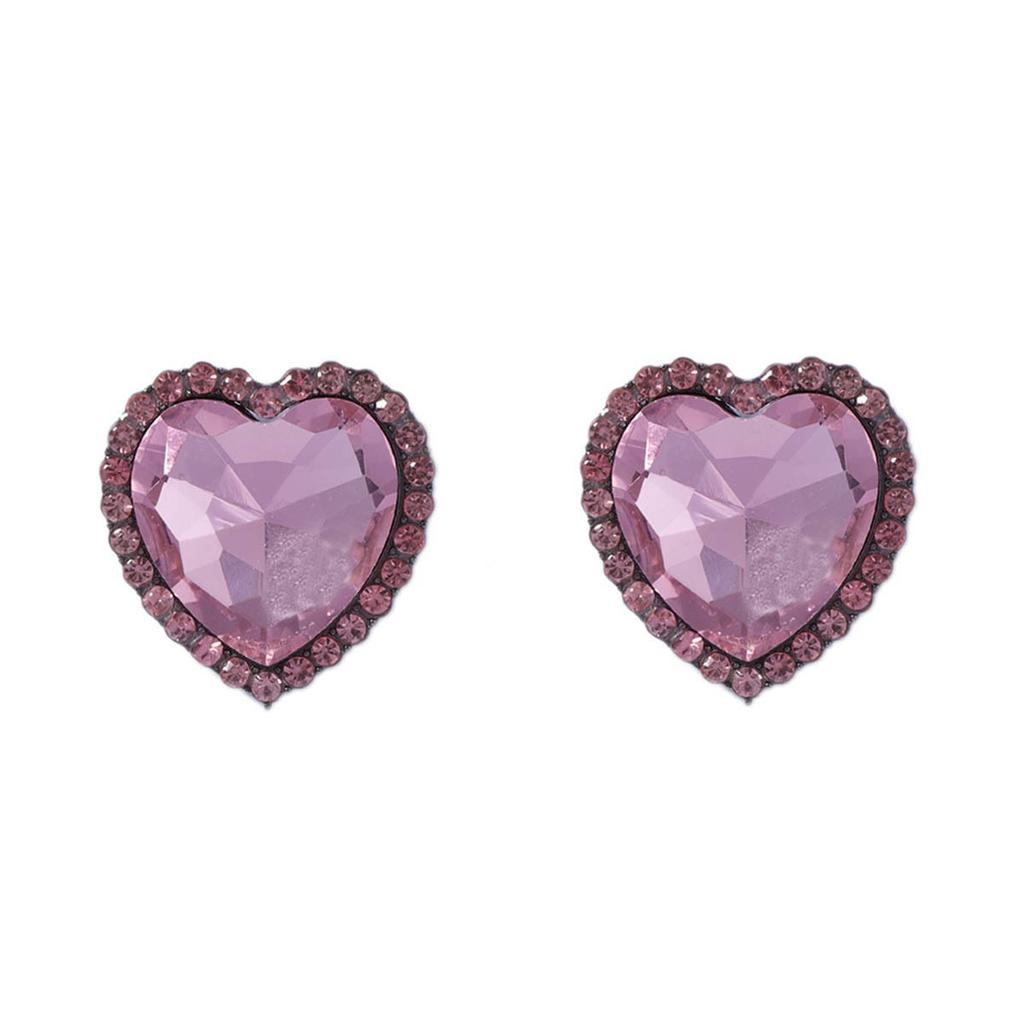 Valentine's Day personalized retro exquisite light luxury heavy industry alloy inlaid glass rhinestone exaggerated love female stud earrings