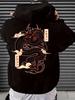 Dragon Print Hooded Sweatshirt with Kangaroo Pocket & Drawstring - Dragon Graphic Hoodie, Regular Fit Casual Pullover Suitable for