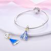 Original Charms Copper Plated Elegant Blue Rattan Virgin Mary Pendants Fit Bracelets For Women Jewelry Making Gifts