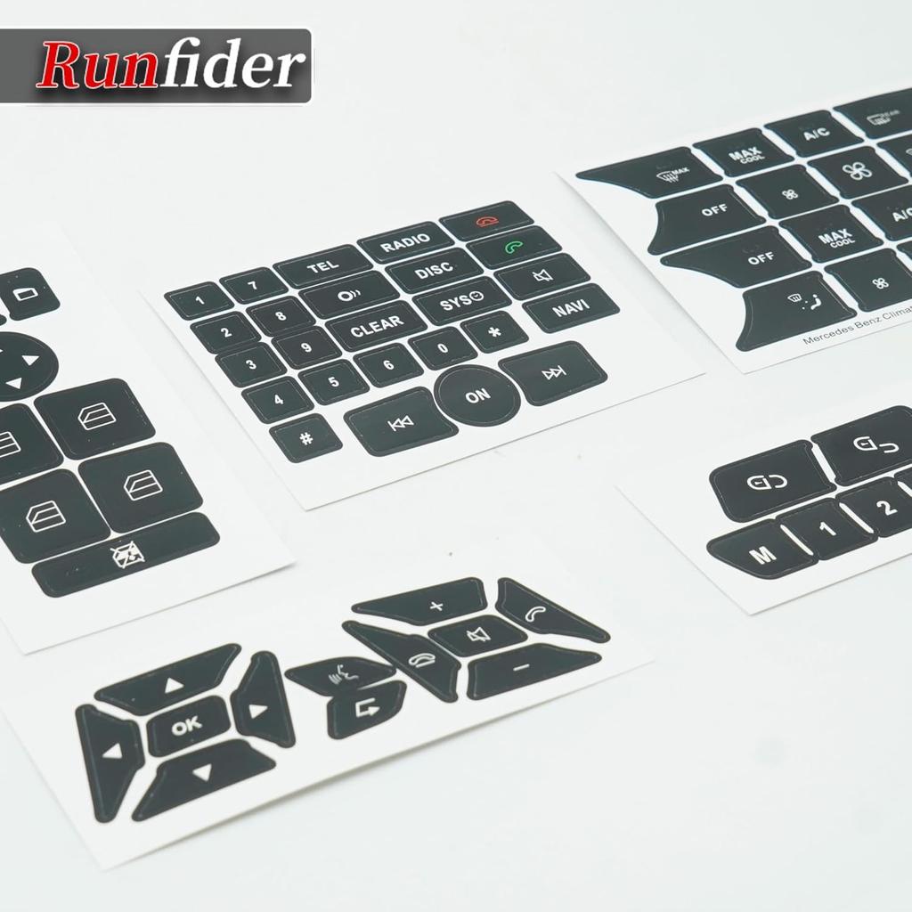 Car Interior Stickers Button Decals for Mercedes Benz A W176 B W246 C W204 E W212 SLK R172 CLS W218 GLK X204 SL R231 Steering Wheel AC Window Radio