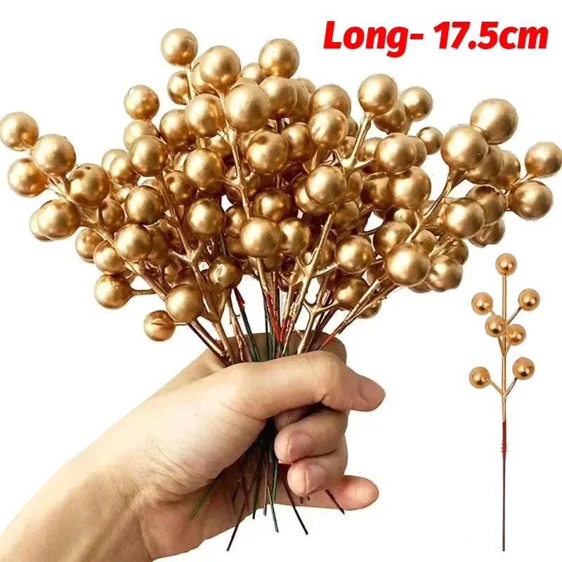 

10/200pcs 7 Head Artificial Red Berries Stems Christmas Fake Holly Berry Flowers for Xmas Tree Ornaments DIY Wreath Party Decor 10PCS