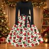 Women's Casual Christmas Print Dress, Round Neck Vintage Holiday Dress