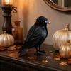 Realistic Feathered Crows Black Crow Halloween Decor, Lifelike Raven Figurine Prop Simulation Ravens for Haunted House, Artificial Bird Ornament Party