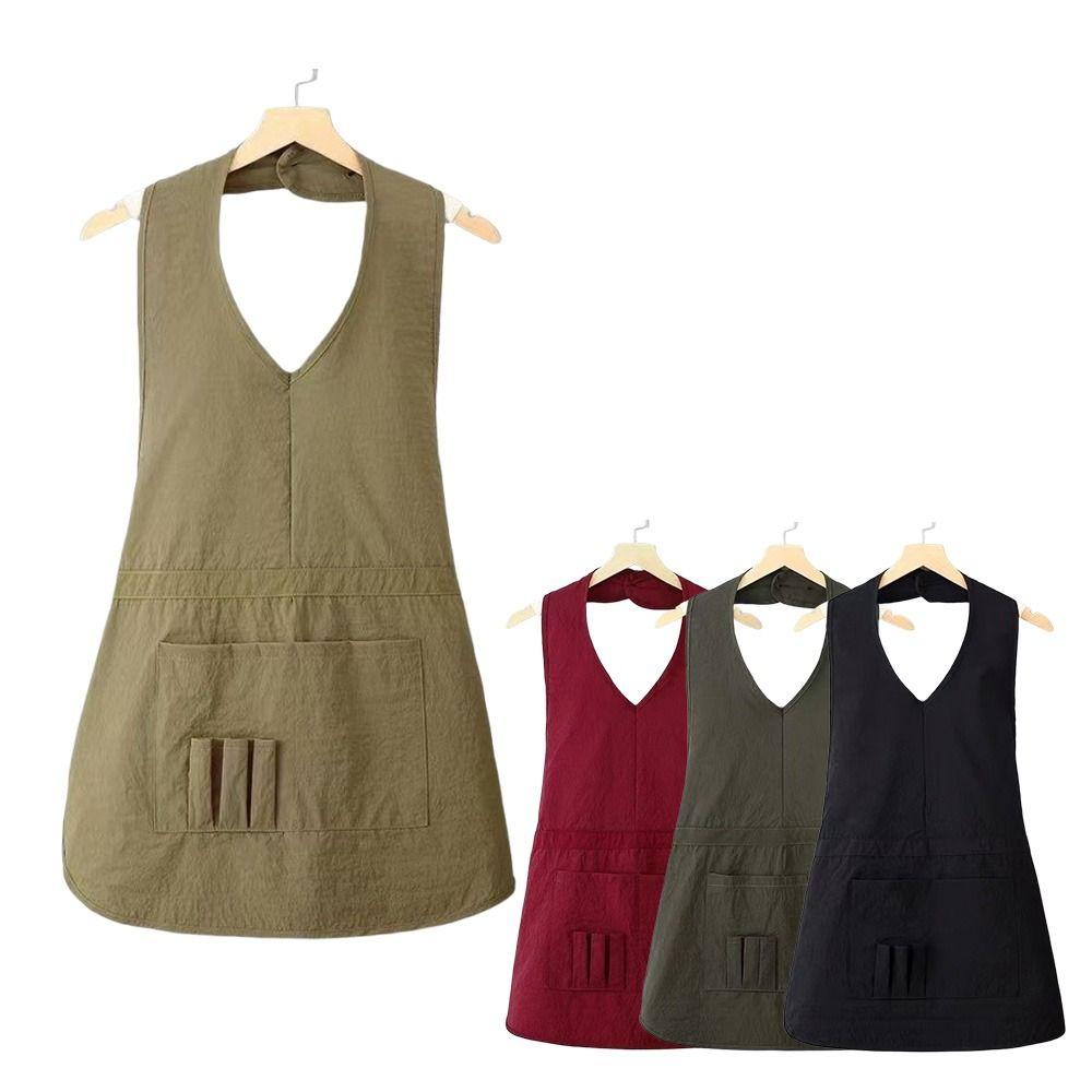 Durable One-piece Halter Aprons TPER Waterproof Hairstylist Apron Breathable Stain-resistant Salon Apron for Beauty Salon