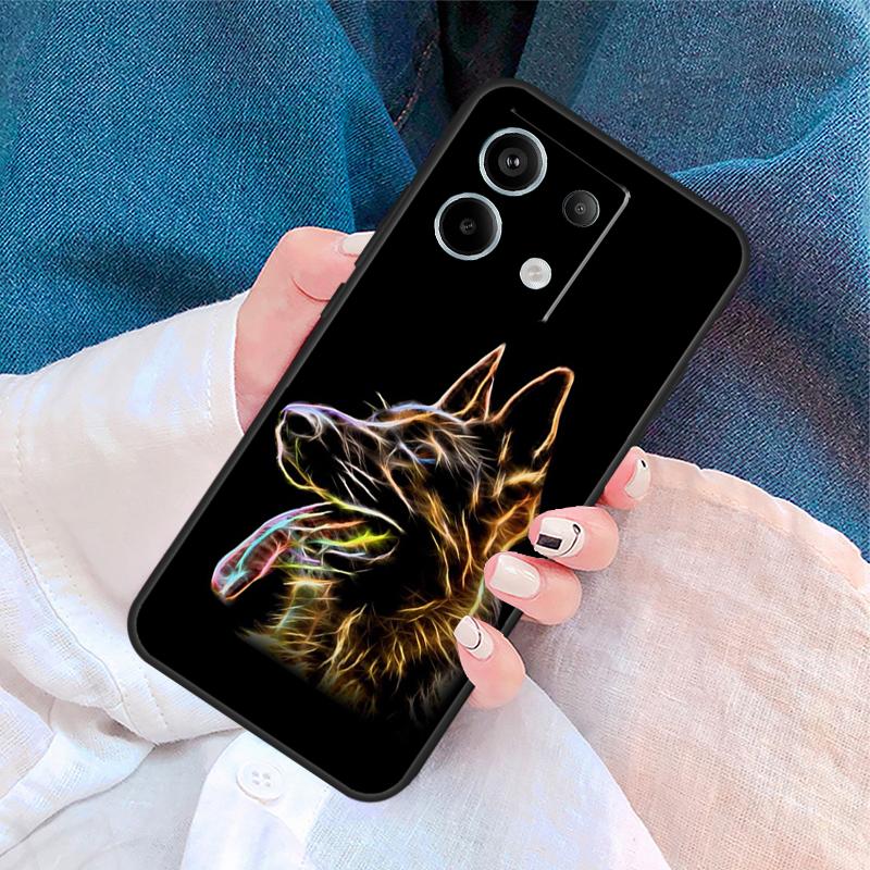 Cartoon German Shepherd Dog Cover For Xiaomi Redmi Note 13 14 Pro 12 11 9 10 9S 10S 11S 12S Redmi 14C 10C 12C 13C Case