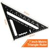 Équerre de charpentier en alliage d'aluminium 17,8 cm - noir mat multifonction (règle, guide de coupe, jauge d'angle)