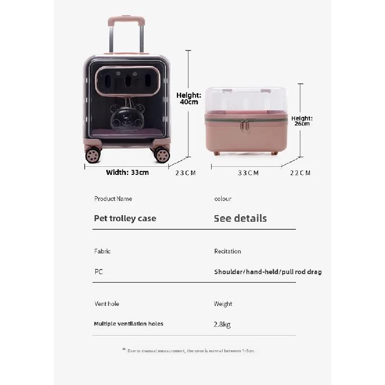 Portable Cat Bag 2 Layers Design for Outdoor Pet Trolley Case Transparent Panoramic Transport Cage Multifunctional Cat Handbag