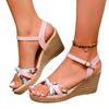 Fashion Shoes for Women 2024 Hot Sale Buckle Strap Women's Sandals Fashion Printing Dress Sandals Women New Peep Toe Wedge Sandals