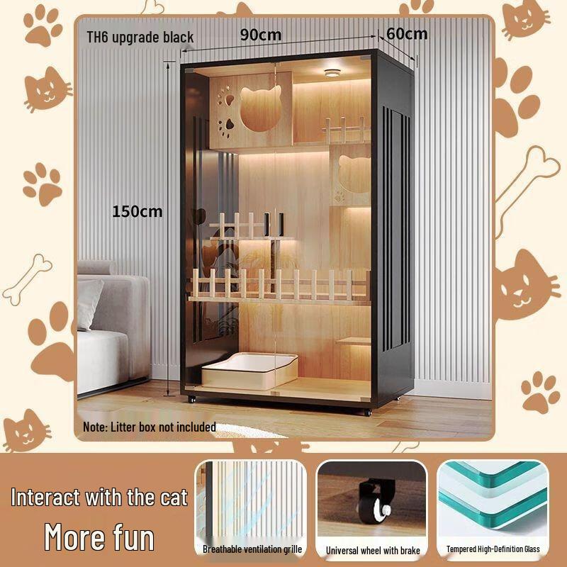 JINGRUIXIANG Wooden Indoor Cat House & Cage