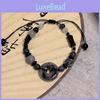 Stylish Black Beaded Bracelet With Handwoven Resin And Stone Design