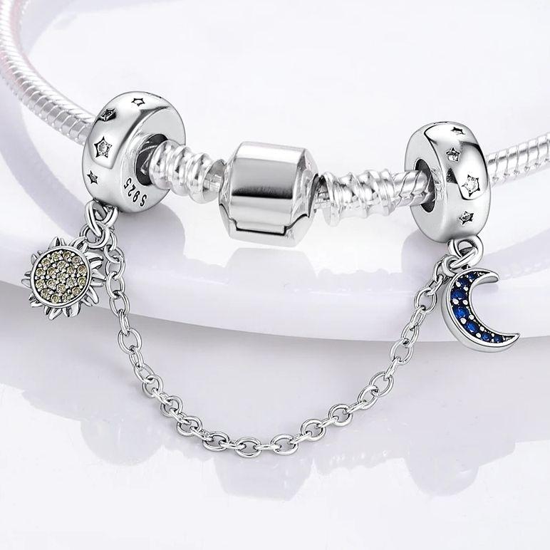 Original 925 Silver Charms Star Moon Sun Starry Sky Pendant Beads For Women Fit Bracelet DIY Fine Jewelry