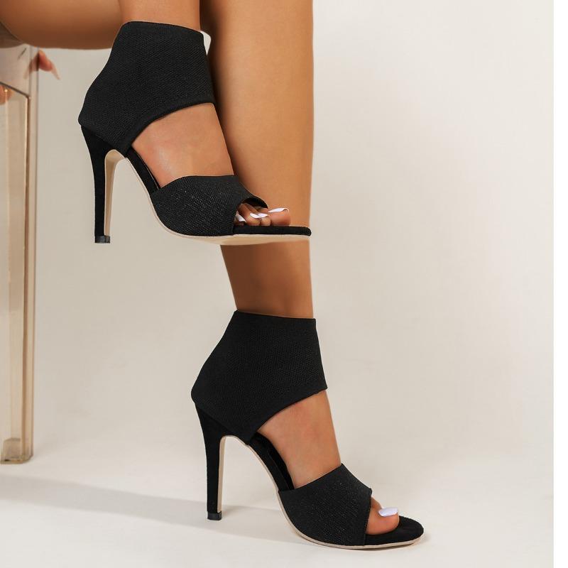 Women's Large Size Summer New Large Size Fashion Women's Sandals Comfortable High Heel Thin Heel Slim Flying Weaving Fish Mouth