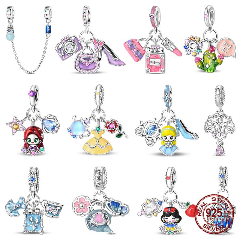 New 925 Silver Pumpkin Car Princess & Cactus Charms Fit 925 Bracelet Jewelry Making For Women Gift