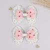 2Pcs Sweet Heart Print Hair Clips Flower Lace Hairpins Cute Pink Barrette For Girls Children Fashion Headdress Hair Accessories
