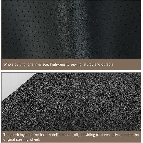 Leather Steering Wheel Cover, 15 Inch Hand Sewing Steering Wheel Wrap, Anti Slip Car Steering Wheel Protector Covers, DIY Sewing with Needle Thread,