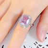 Aesthetic Pink Cubic Zirconia Engagement Rings for Women Luxury Silver Color Band Temperament Sweet Lady's Party Jewelry