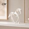 Modern Horse Decoration 3D Printed Abstract Statue, Minimalist Hollow White Figurine for Sculpture Desk Decor, Animal Shape Ornament Home Living Room