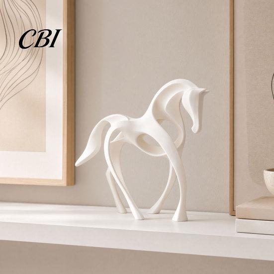 Modern Horse Decoration 3D Printed Abstract Statue, Minimalist Hollow White Figurine for Sculpture Desk Decor, Animal Shape Ornament Home Living Room
