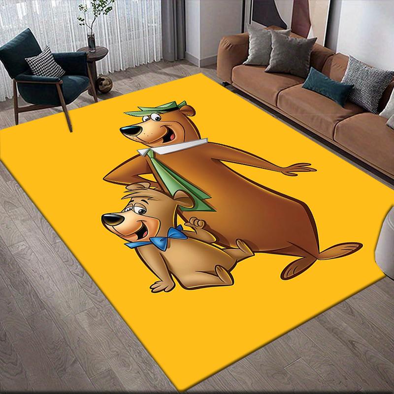 Yogi Bear & Boo Home Sofa Decoration for Living Room & Bedroom, Non‑Slip Play Flannel Floor Mat for Game Room