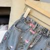 Women's Fashion Vintage Versatile Split Cowboy Printed Package Hip Mid-Length Half-Body Skirt