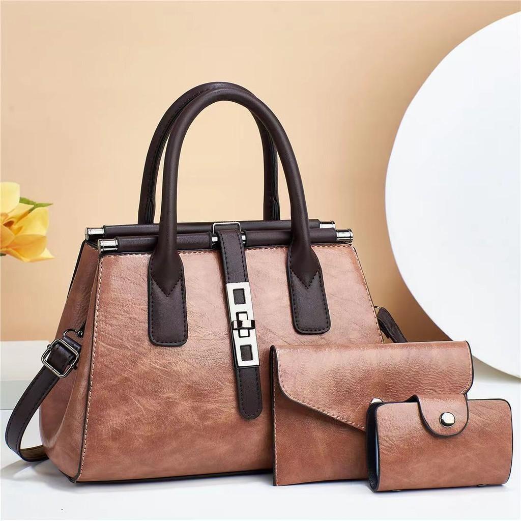 Einfache Umhängetasche Damenmode Große Tasche Dreiteiliges Set Handtasche Muttertasche PU Vielseitig Leicht Verschleißfest Urbaner Minimalistischer Stil