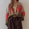 Maxza Color Block Balloon SleeVe V Neck Cardigan Ze11qd503na