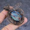 Natural Rainbow Calsilica Gemstone Copper Wire Wrap Jewelry Pendant 2.36" U8v18