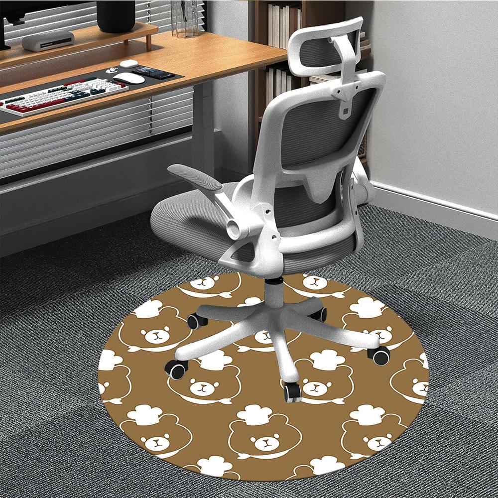 1pc Bear Pattern Office Round Rug, Carpet for Office, Gaming, Lightweight Round Floor Mat yy260205077